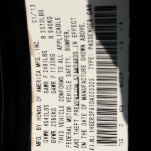 2013 HONDA ACCORD EXL FOR SALE IN ABUJA