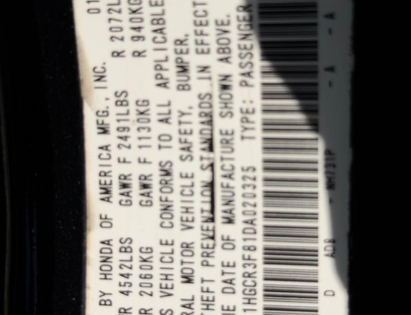 2013 HONDA ACCORD EXL FOR SALE IN ABUJA