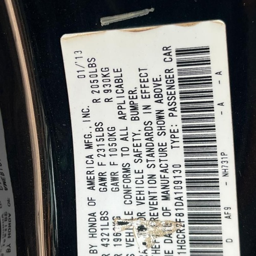 2013 HONDA ACCORD EXL FOR SALE IN ABUJA