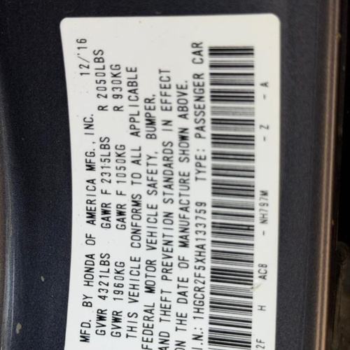 2017 HONDA ACCORD SPORT LX FOR SALE IN ABUJA