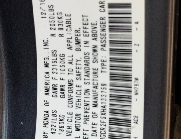 2017 HONDA ACCORD SPORT LX FOR SALE IN ABUJA