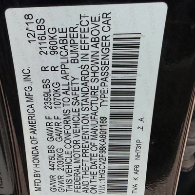 2019 HONDA ACCORD SPORT FOR SALE IN ABUJA