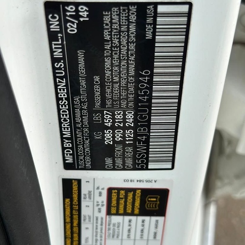 NEW ENTRY:FOREIGN USED 2016 MERCEDES BENZ C300 4MATIC