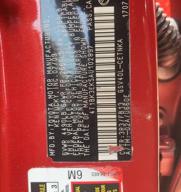 Registered 2010 Toyota Camry LE in Ibeju Lekki Lagos image