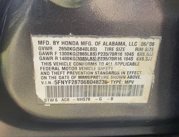 2006 Honda Pilot for Sale In Lagos