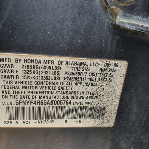 Registered 2009 Honda Pilot for Sale In Lagos