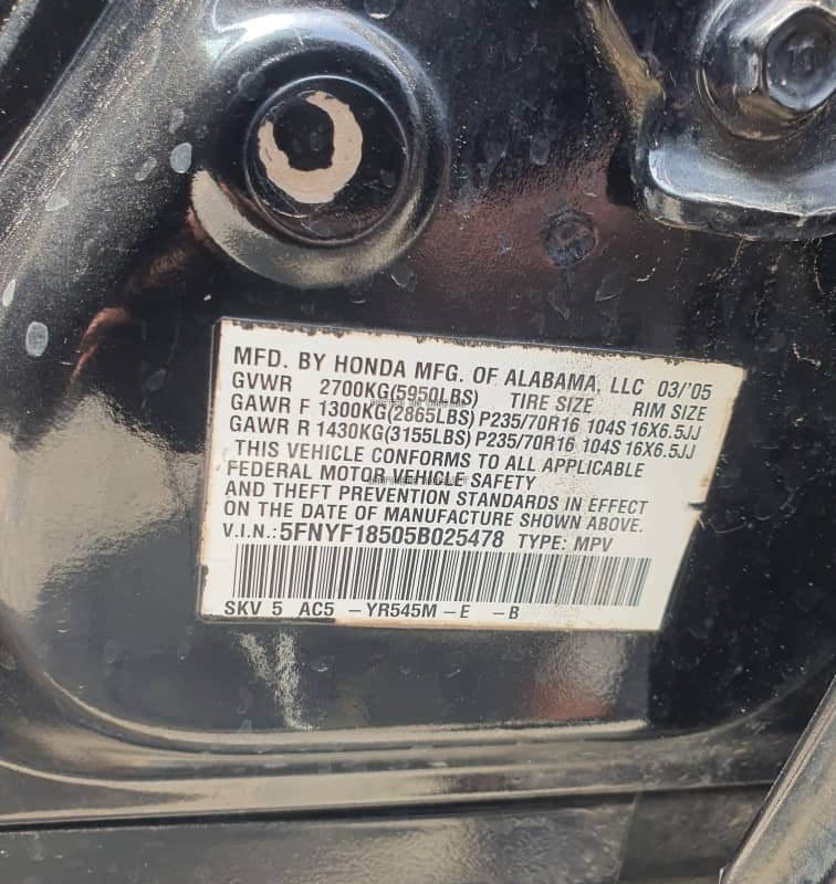 Reg 2005 Honda Pilot for Sale In Ajah Lagos image