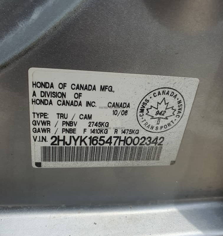 Foreign Used (Tokumbo) 2007 Honda Ridgeline for Sale In Lagos image