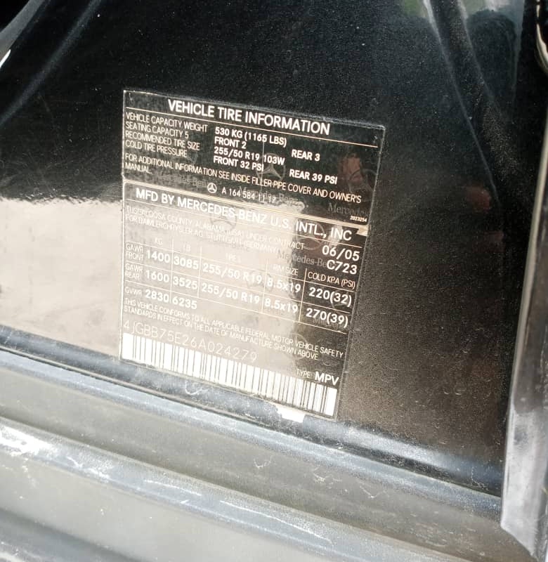 2006 SUV Mercedes Benz ML500 for Sale In Lagos image