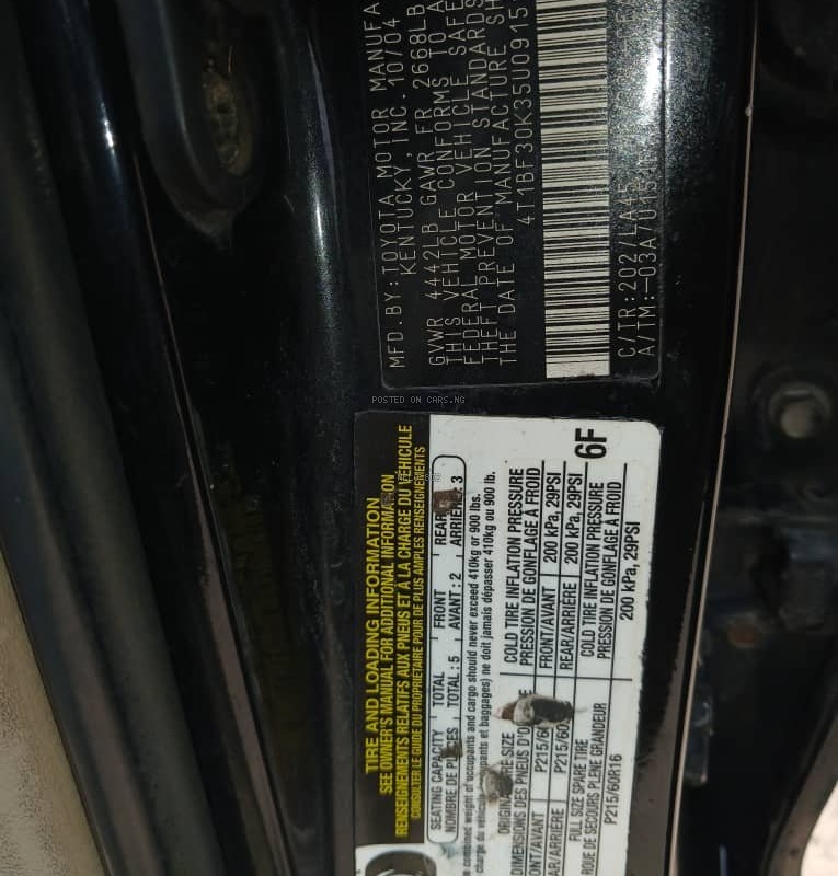 Toyota Camry 2004 V6 for Sale In Lagos image