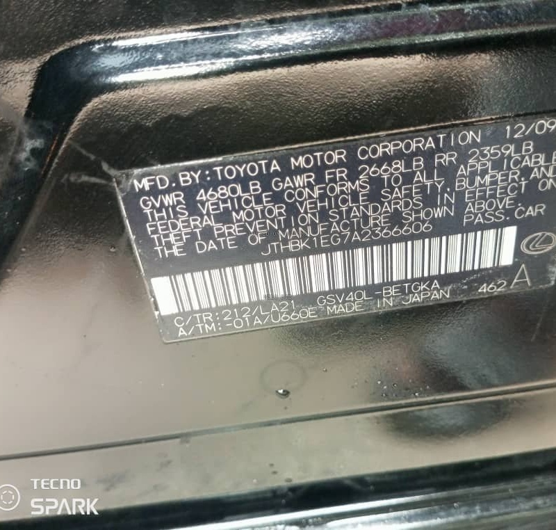 Lexus ES350 2010 for Sale In Lagos image