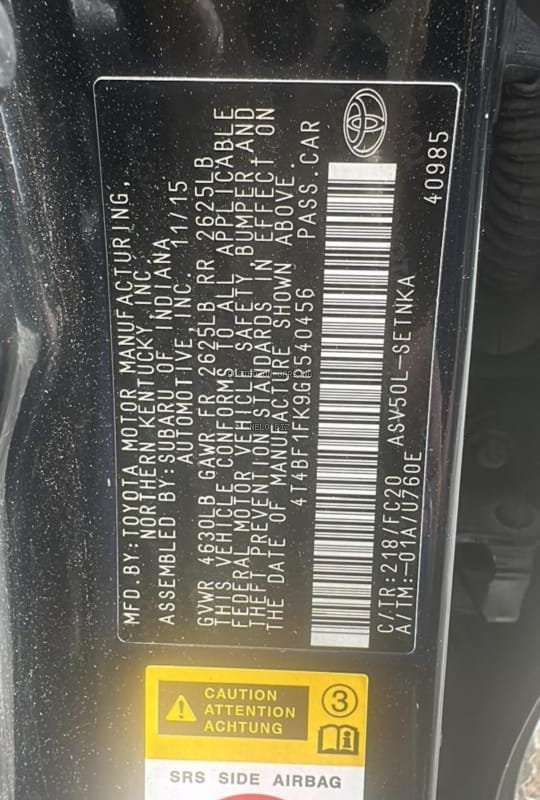 Toyota Camry 2016 for Sale In Lagos image