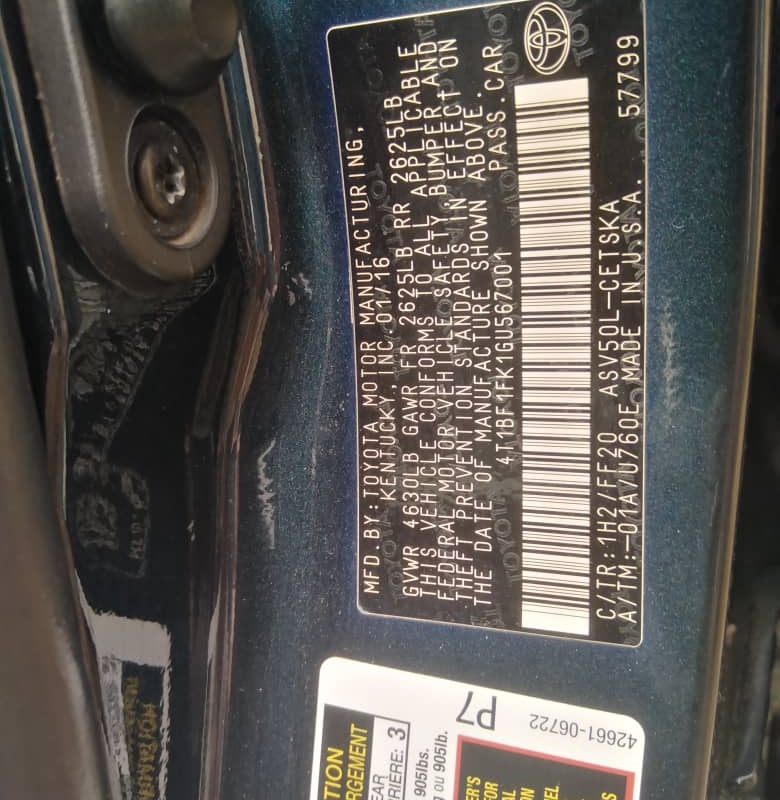 Neatly Used 2016 Toyota Camry for Sale In Abuja image