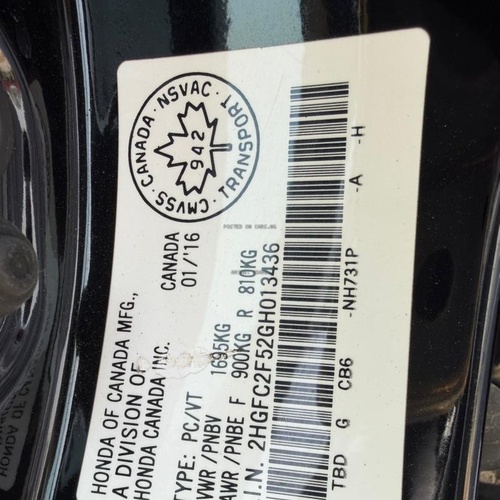 Foreign Used 2016 Honda Civic for Sale 