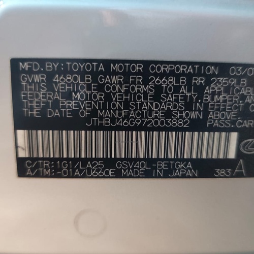 Foreign Used Lexus ES 350 2007 Model