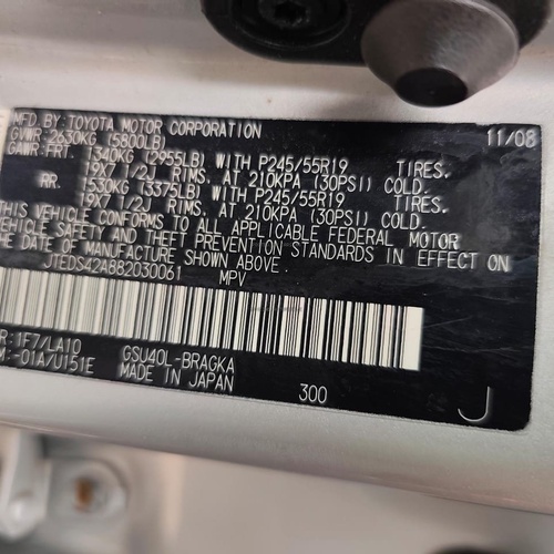 Toyota Highlander 2009 Limited Edition. Foreign Used