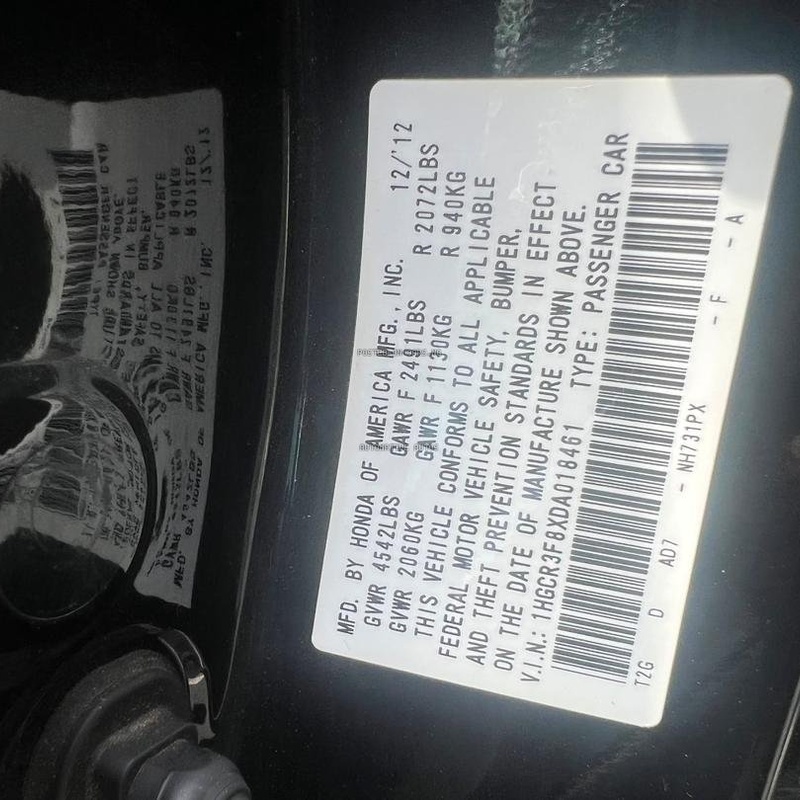 FOREIGN USED 2013 HONDA ACCORD EXL V6 WITH 2026 DUTY image