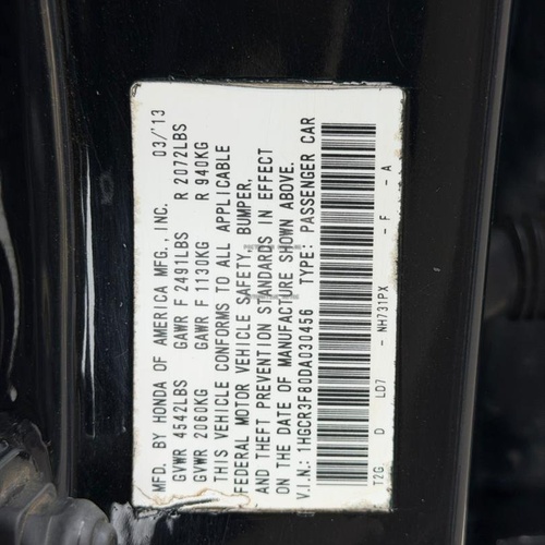 REGISTERED 2013 HONDA ACCORD EXL V6 IN ABUJA