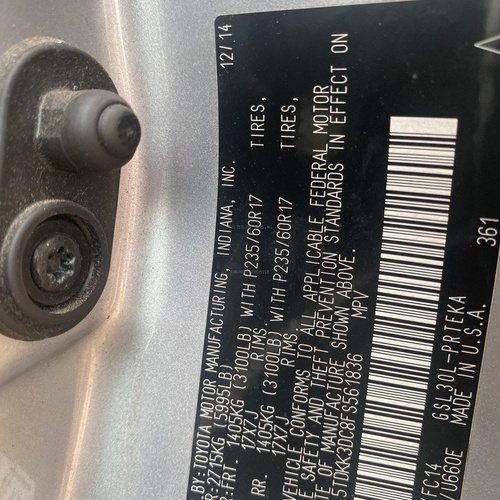 TOYOTA SIENNA 2015 FOR SALE