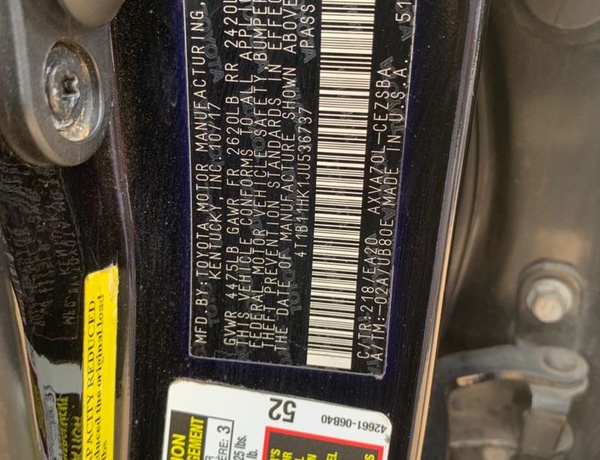 FOREIGN USED TOYOTA CAMRY 2018 SPORT SE MODEL.