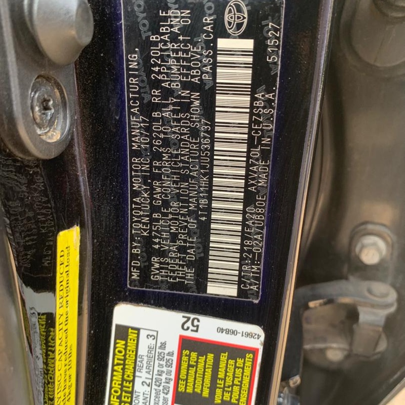 FOREIGN USED TOYOTA CAMRY 2018 SPORT SE MODEL. image